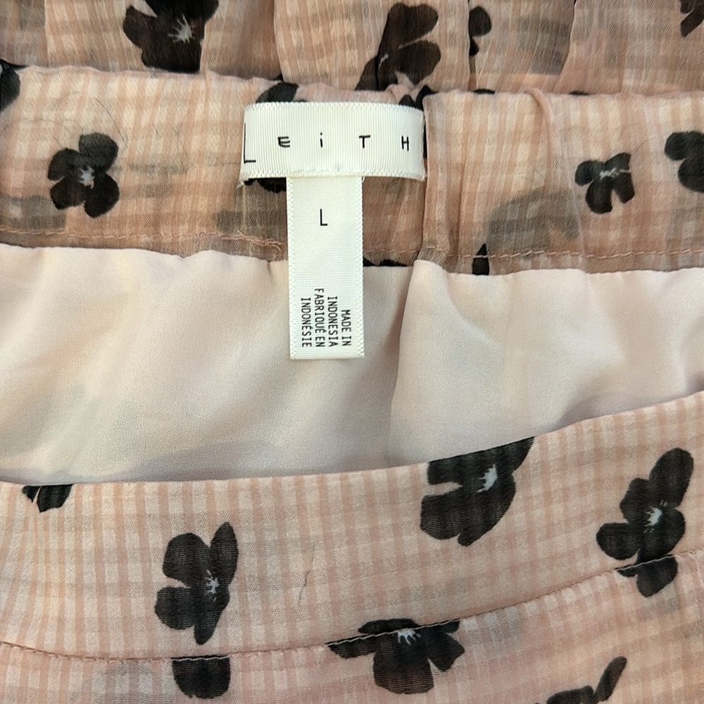 Leith NWT Pink Puff Floral Drift Tiered Maxi Skirt Size Large - Picture 11 of 11